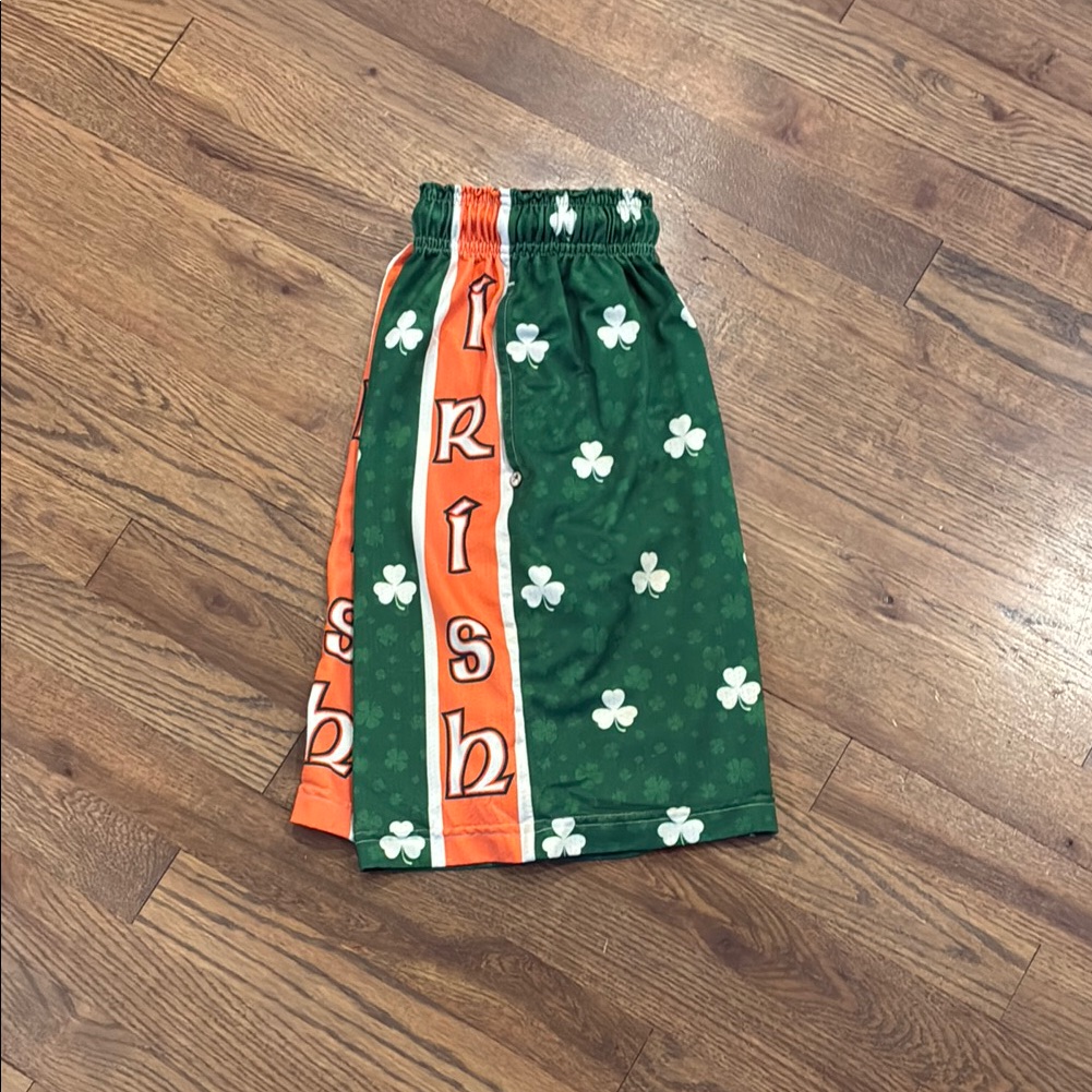 Green And Orange Kids Bottoms With Shamrock Design